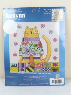 Funky Cat Counted Cross Stitch Kit - Yellow Cat